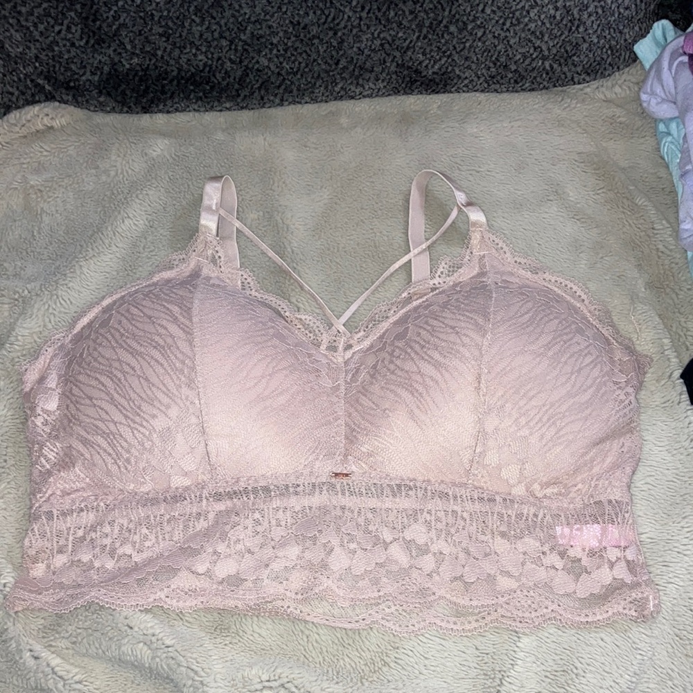 Jady K Elegant Lace Trim Bralette in Soft Pink